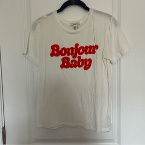 Forever 21 Small Bonjour Baby White Short Sleeve Tee